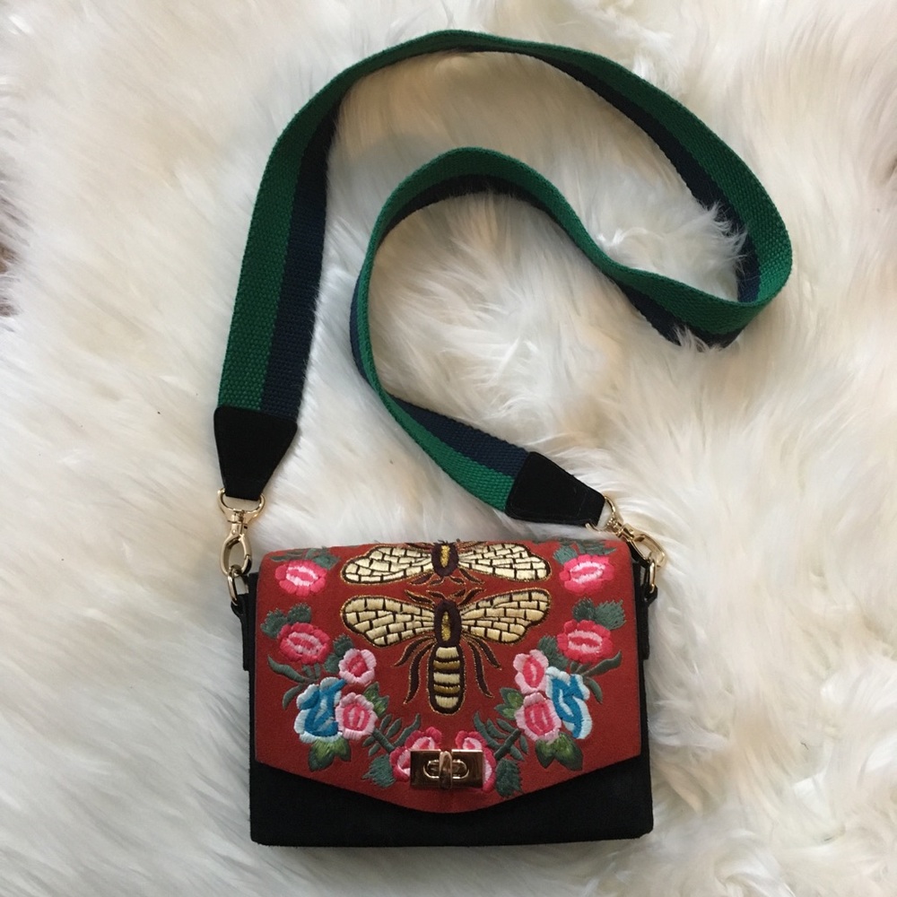 Free People Embroidered Bee Purse
